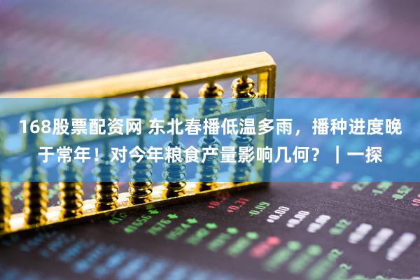 168股票配资网 东北春播低温多雨，播种进度晚于常年！对今年粮食产量影响几何？｜一探