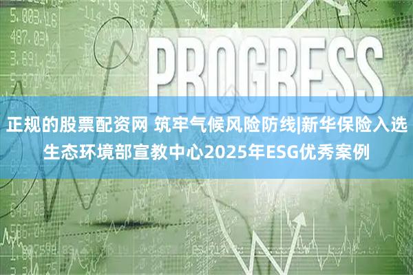 正规的股票配资网 筑牢气候风险防线|新华保险入选生态环境部宣教中心2025年ESG优秀案例