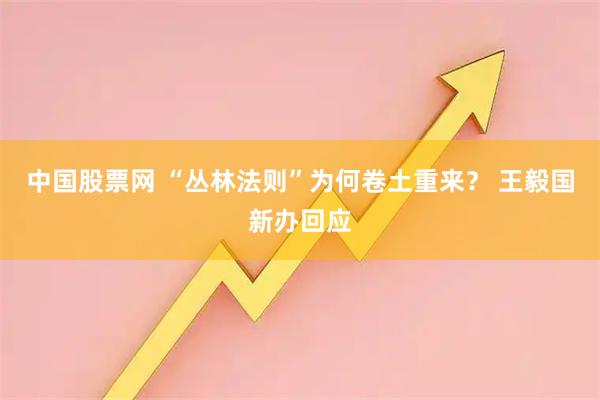 中国股票网 “丛林法则”为何卷土重来？ 王毅国新办回应